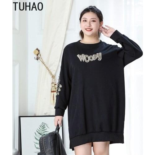 TUHAO Plus Size 7XL 6XL 5XL 4XL Womens Thick Warm Sweatshirts Fashion Loose Top Mother Mom Winter Hoodie Oversized Sweatshirt