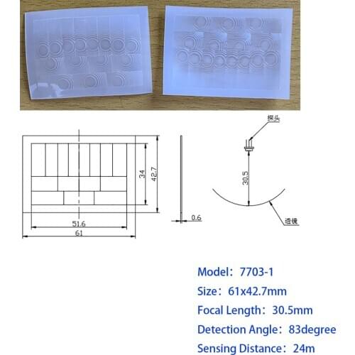 1Pcs Optical Plastic PIR Human Infrared Induction Fresnel Lens Focal Length Far Sensing Distance