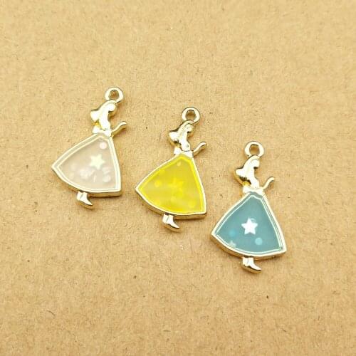 10pcs 22x12mm Enamel jewelry accessories princess girl charms pendant earrings bracelet necklace pendant handmade DIY material