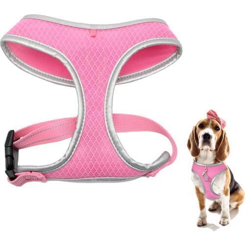 12pcs/lot Reflective Dog Harness Adjustable Vest Harness For Small Medium Large Dogs Puppy Cat Breathable Harness 3 Colors