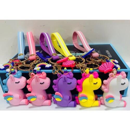 20pcs/lot colorful 3D PVC horse Sparking Key Chain Bag Pendent/Family Gifts Decoration Cartoon wholesale