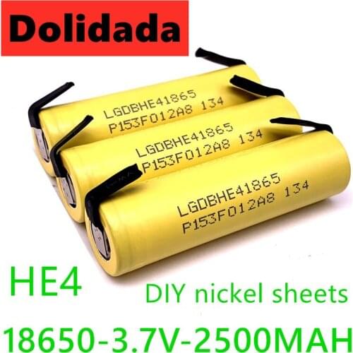 2020 New Original HE4 18650 Rechargeable li-lon battery 3.7V 2500mAh Battery 20A Discharge + DIY Nickel sheet