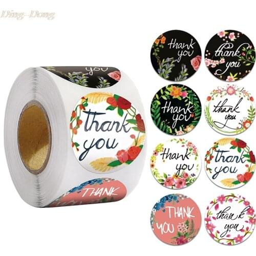 500pcs/roll flower Thank You Stickers Wedding Envelope Seals package Sticker