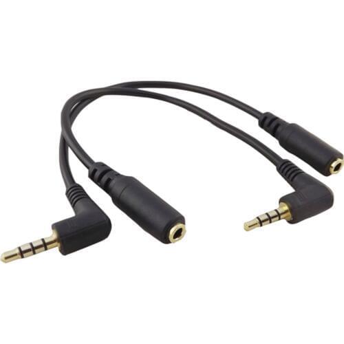 5x DC Audio Stereo 3.5mm Male 4 Pole Right Angle to Female Jack Extension Adapter Converter Cable 15cm