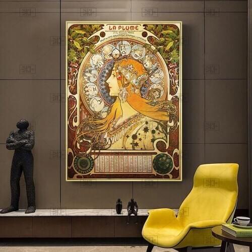Alphonse Mucha Famous Illustration Art Print On Canvas Posters and Prints Classical Art Nouveau Woman Art Pictures Home Decor