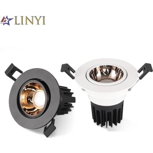 Anti-glare LED Recessed Cob Downlight Dimmable 5W 7W 12W Round LED Ceiling Spot Light 3000K/4000K/6000K Angle Adjust Spot Lamp