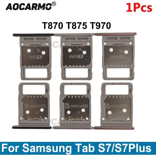 Aocarmo For Samsung Galaxy Tab S7 Plus S7+ T870/T875 T970 MicroSD Sim Card Tray Slot Holder Replacement Parts