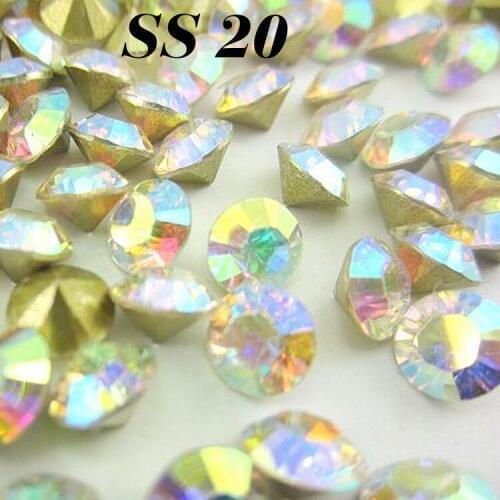 Free Shipping (30G)4320pcs/lot SS20(4.6-4.8mm) Crystal AB/Clear AB Color Resin Pointback beads For Bags/Garment DIY