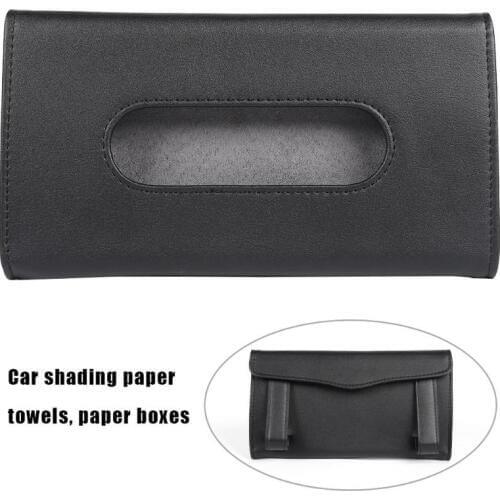Car Tissue Box Holder Coche Sun Visor Tissue Paper Holder PU Leather Napkin Cover Auto Interior Accessories