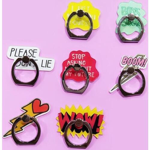 Cute Fashion Word Mobile Phone Stand Holder Finger Ring Smartphone Holder Stand For Xiaomi Huawei All Phone
