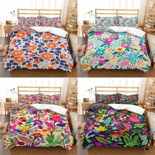 Home Textile Luxury 3D Flower Print 2/3Pcs Comfortable Duvet Cover PillowCase Bedding Sets Queen and King EU/US/AU Size