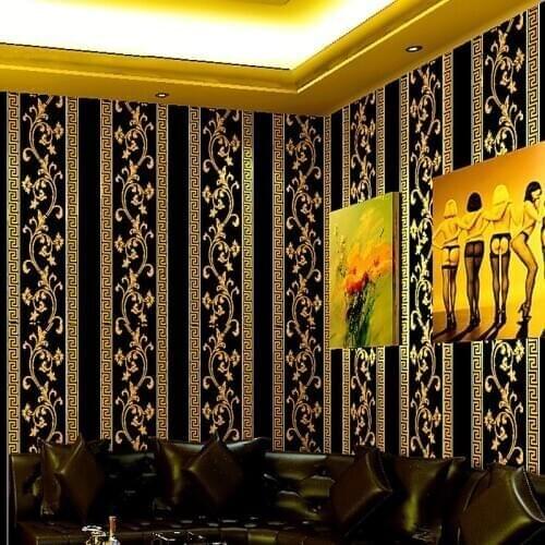 European 3D Strip Wallpaper Roll for Walls Reflective Waterproof Wall Paper for KTV Theme Room Background Blue Red Yellow