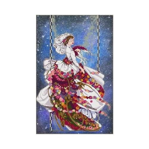 Artistic hand-dyed hand-painted cross-stitch cloth with beaded metal thread cross-stitch kit MD angel styles cross stitch -MD-18
