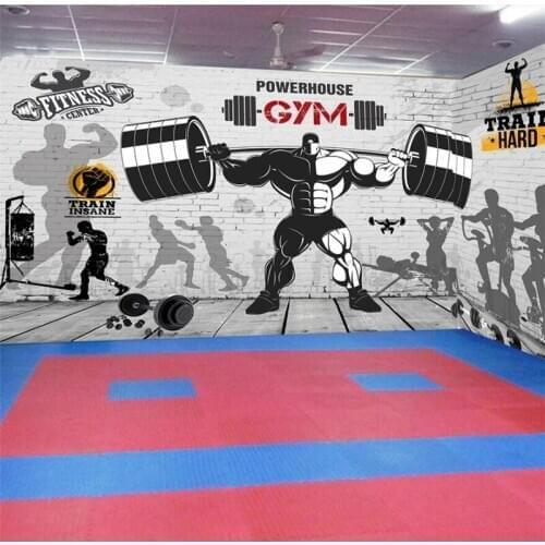 Customized 3d wallpaper brick wall retro sports fitness club image wall living room bedroom background wall decorative painting