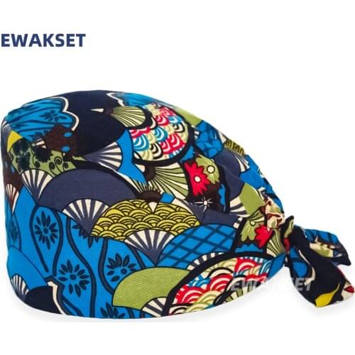 Surgicals hat new Unisex cartoon anime print hat adjustable frosted cap beauty salon care cap laboratory pet shop caps good caps