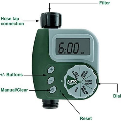 Outdoor Garden Irrigation Controller Solenoid Valve Timer Single Outlet Programmable Hose Faucet Watering Timer System