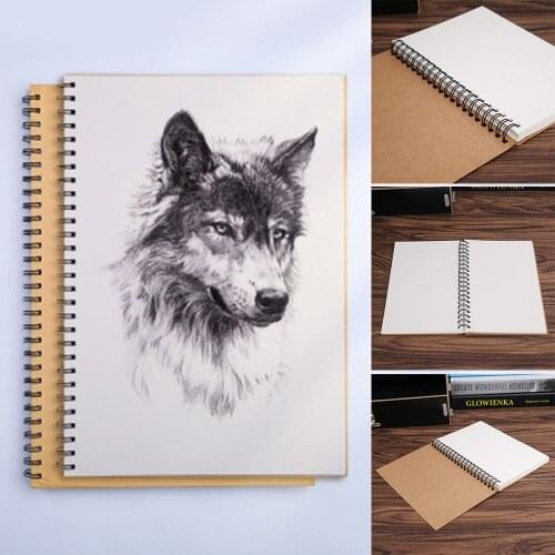 1pc Seeves Hard Back Spiral Bound Coil Sketch Book Blank Paper Kraft Sketching Paper School Supplies Office Accessories