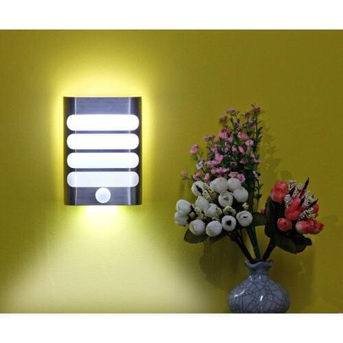 USB Rechargeable Wall Night Light PIR Motion Sensor Activated Light 3 Modes Wall Lamp For Home Hallway Path Stairs Bedroom