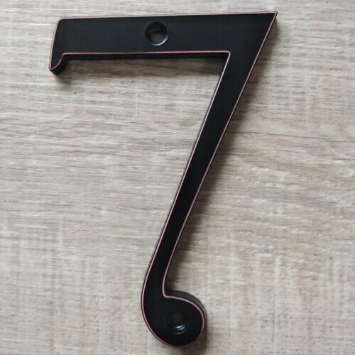 House Number 101mm Black brushed red edge Door Sign numer Outdoor Address Mailbox Numbers Modern home Apartment Signs#7
