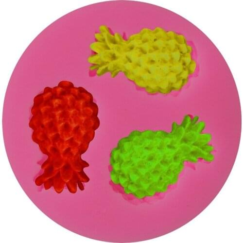 New mini 3-link pineapple fruit silicone sugar turning three-dimensional chocolate baking tool cake silicone mold