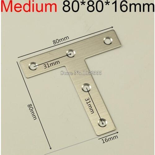 Wholesale 500PCS/LOT 80*80mm Stainless Steel Angle Corner Brackets T Shape Frame Board Support Home Improvement