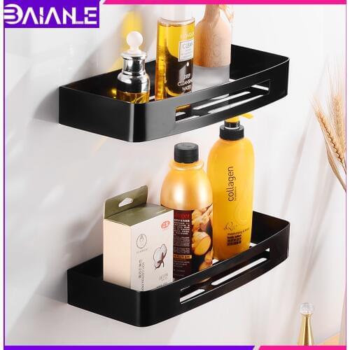 Bathroom Shelf Black Stainless Steel Corner Storage Holder Shelves Bathroom Accessories Wall Mounted Shower Shampoo Caddy Basket
