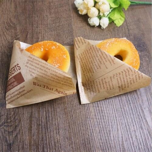 NHBR 100pcs Sandwich Donut Bread Bag Biscuits Doughnut Paper Bags Oilproof Bread Craft Bakery Food Packing Kraft 12x12cm