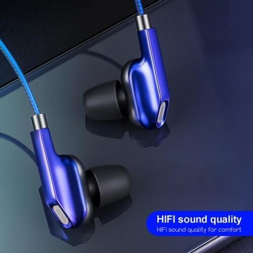 3.5mm In-Ear Wired Earphone Dual Dynamic Coil 4-Speaker Stereo Headphone Earbuds Decor Gaming Headset