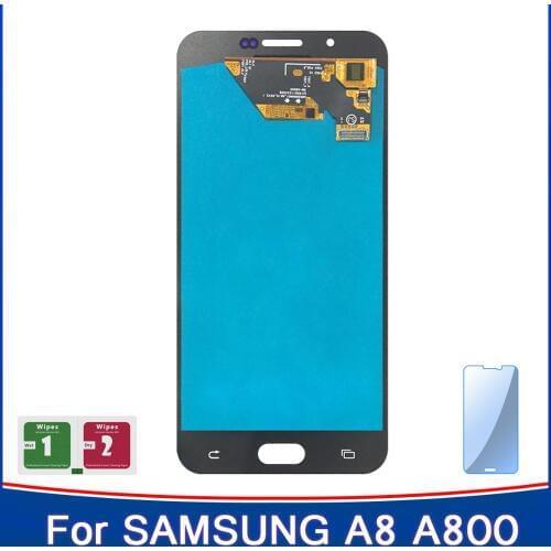 Adjust Brightness Display For Samsung Galaxy A8 A8000 With Tempered Glass Super AMOLED LCD Touch Screen Digitizer Assembly