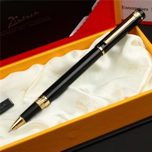Pimio 908 Pure Black with Gold Clip Rollerball Pen 0.5mm Black Ink Refill Ballpoint Pens with Original Gift Box Christmas Gift