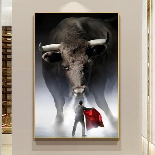 Modern Home Decor Matador Bull Fight Art Painting On Canvas Wall Art Poster And Prints Animal Picture No Frame For Living Room