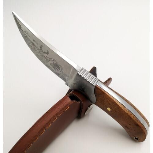 8"Tactical Hunting Knife 440 Blade Wood Handle Camping Survival Pocket Knives Outdoor Rescue Straight Knife EDC Tools