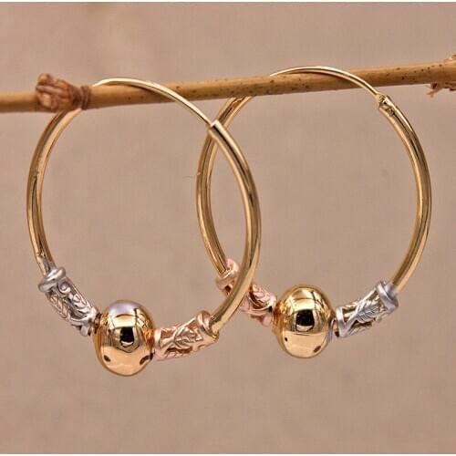 Vintage Trendy Round Gold Earring Hoop Ball Earrings For Women Girls Fashion Jewelry Accessories Wedding Party Daily Gift