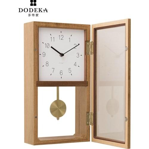 Japanese Retro Wooden Clock Pendulum Creative Kitchen Wall Watch Swing Quartz Living Room Bedroom Fashion Home Decor Clock W6B
