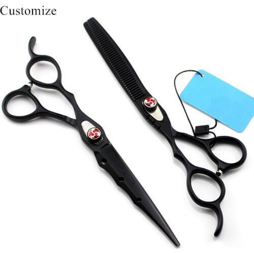 Customize Japan steel Left hand 7'' cut hair scissors Cutting barber makas haircut scissor Thinning shears hairdressing scissors