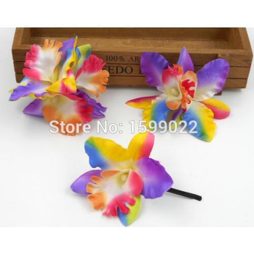 3pcs/lot Colorful Rainbow Fabric Orchid Hair Clip Hat Flower Accessories for Girls Women Holiday Breast Pin Festival Headpiece