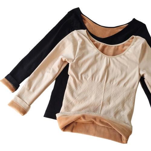 2017 New Autumn Winter Warm Thick T-shirt Women Fashion Slim Bottoming All-Match T Shirt O-neck Long Sleeve Tops Famale Mw085