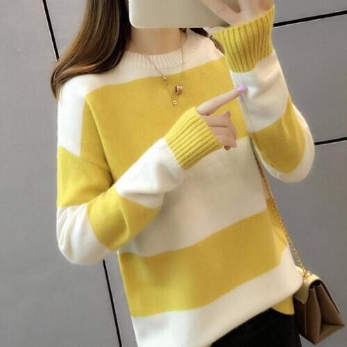 Women Sweater casual striped O-neck female pullover full sleeve warm soft spring autumn winter knitted cotton