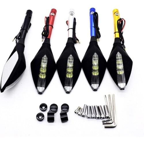 1 Pair unviersal motorcycle mirror with turn signal light moto flashers motorbike rearview mirror indicator CNC 5 colors