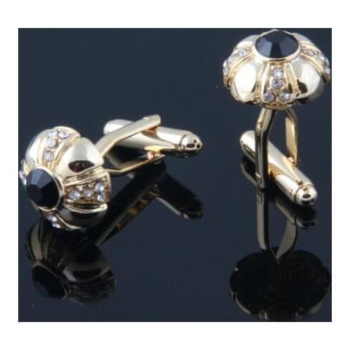 10pairs/lot Luxury Gold Crown Crystal Cufflinks Plating Cuff Links Wedding/Business Gift Shirt Cuff Button Mens Jewelry