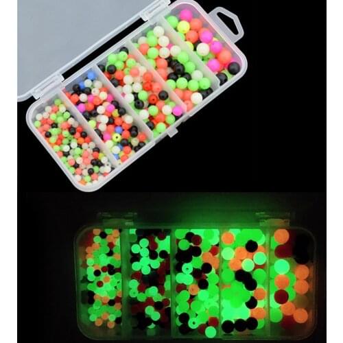 376pcs 4-8mm Round Hard Plastic Anti-collision Beans Boxed Mixed Color Beads Plastic Portable Colorful Fishing Tools Tackle
