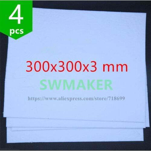 SWMAKER 4pcs/lot Reprap Prusa 3D Printer 300x300 mm Insulation Cottons for heated bed 300*300*3 mm heated bed insulation cotton