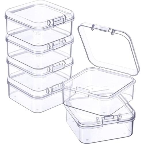 6 Pieces Mini Plastic Clear Storage Box for Collecting Small Items, Beads, Jewelry, Business Cards