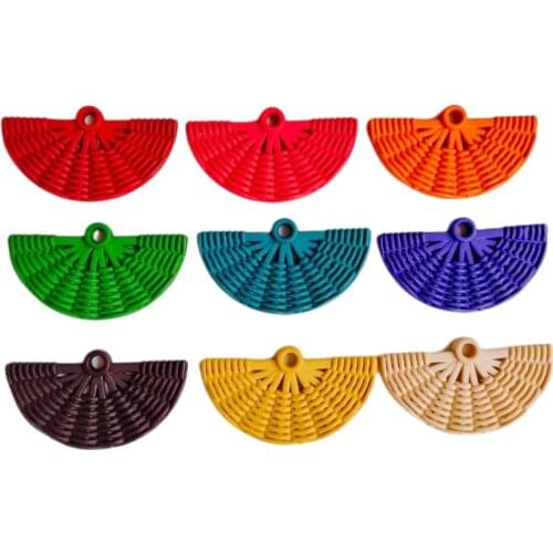 Acrylic Plastic Fans Imitation Weave Pendant Accessories Eardrop Necklace Charms Jewelry Finding Diy Material 10pcs KP2602