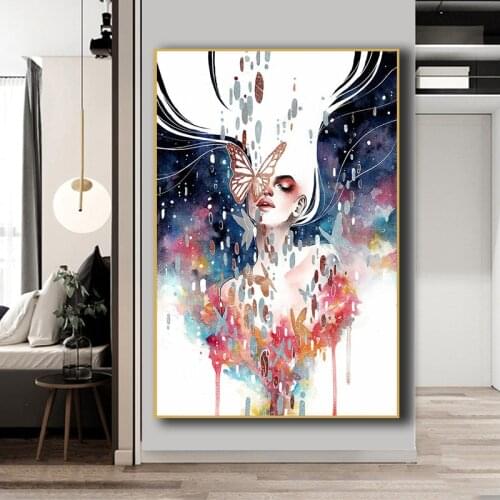 Chinese Style Anime Watercolor Figure Oil Painting Antiquity Portrait Poster and Prints Wall Art Picture for Home Decoration