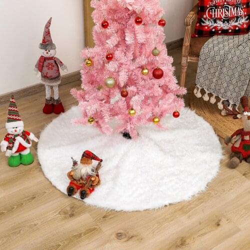 78/90/122cm White Plush Hairy Christmas Tree Skirt New Year Christmas Carpet Festival Home Party Decor Tree Skirt Xmas