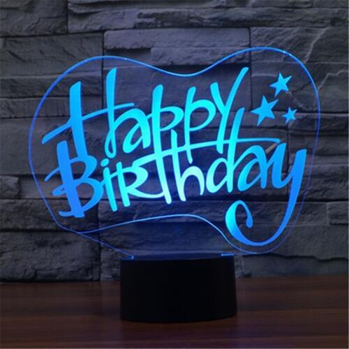 DHL free shipping Creative 7 Colors 3D Acrylic Visual Light LED Lamp Birthday Party Table Decoration Lamps Night Light Gifts