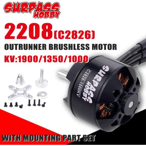 SURPASS Hobby 2208 Brushless Motor 14 Poles 1000KV 1350KV 1900KV C2826 for RC Airplane Fixed-wing Glider Warbirds Aircraft