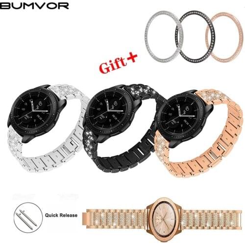 Diamond bezel + Stainless steel strap for Samsung Galaxy Watch strap Bling watch 46mm 42mm active watch replacement bracelet