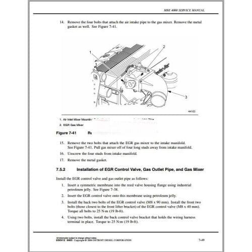 Detroit Diesel MBE 4000 Training Center Support Documentation